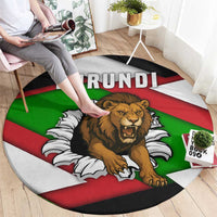 Burundi - Roaring Lion Round Carpet with National Flag Colors