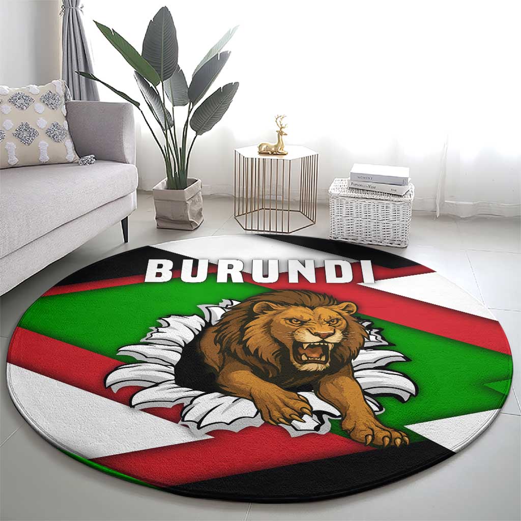 Burundi - Roaring Lion Round Carpet with National Flag Colors