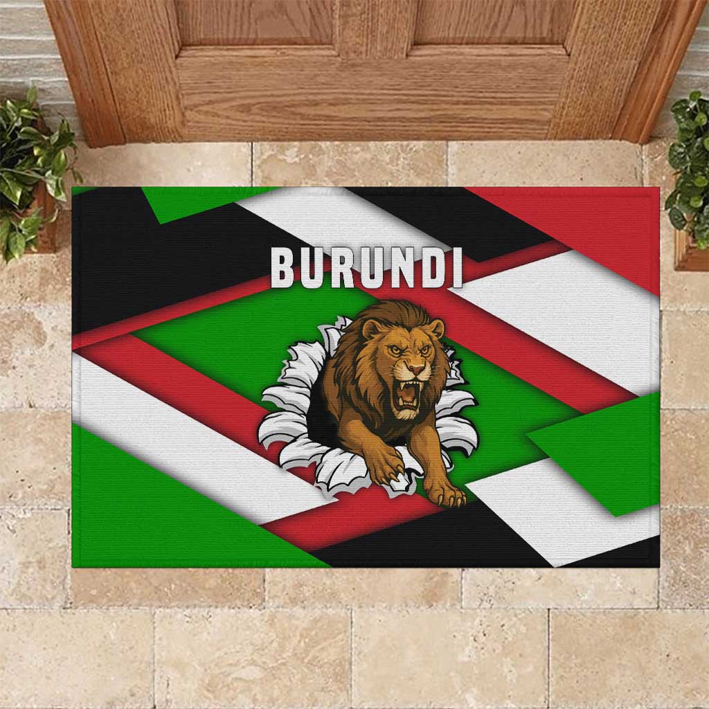 Burundi - Roaring Lion Rubber Doormat with National Flag Colors