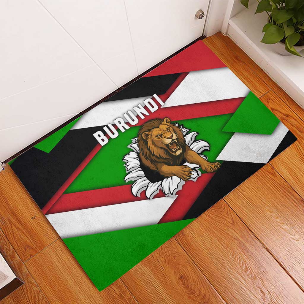 Burundi - Roaring Lion Rubber Doormat with National Flag Colors