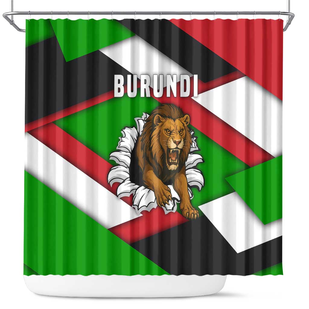 Burundi - Roaring Lion Shower Curtain with National Flag Colors