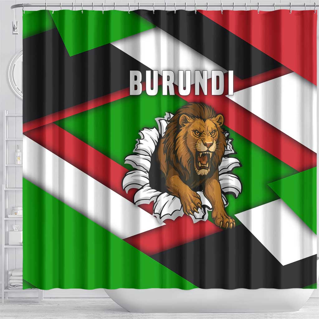 Burundi - Roaring Lion Shower Curtain with National Flag Colors