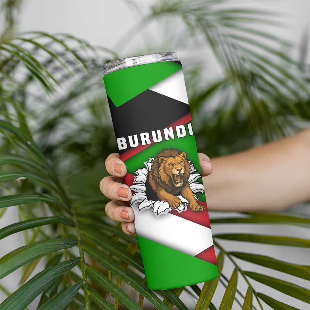 Burundi - Roaring Lion Skinny Tumbler with National Flag Colors