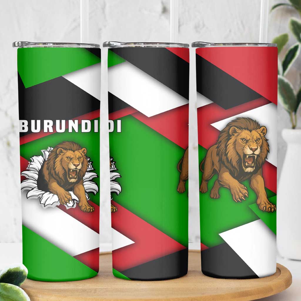 Burundi - Roaring Lion Skinny Tumbler with National Flag Colors