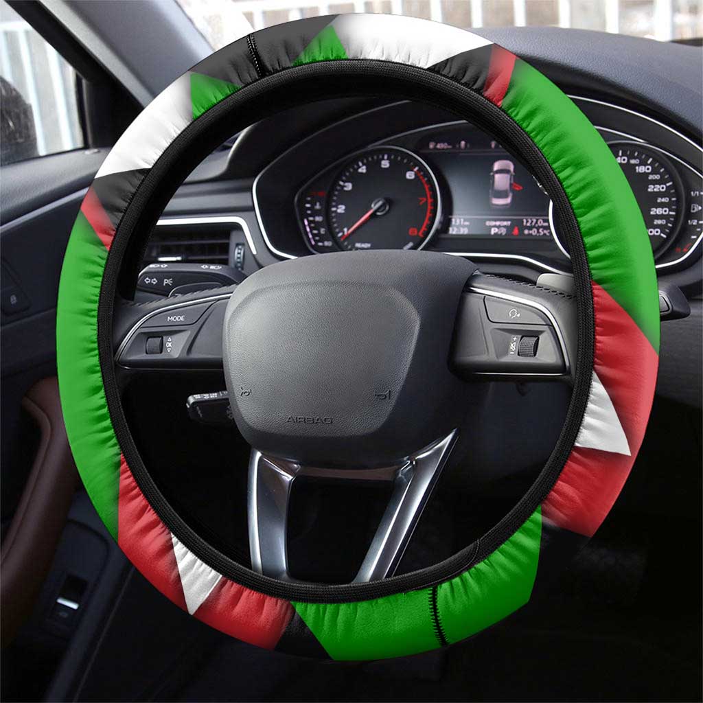 Burundi - Roaring Lion Steering Wheel Cover with National Flag Colors