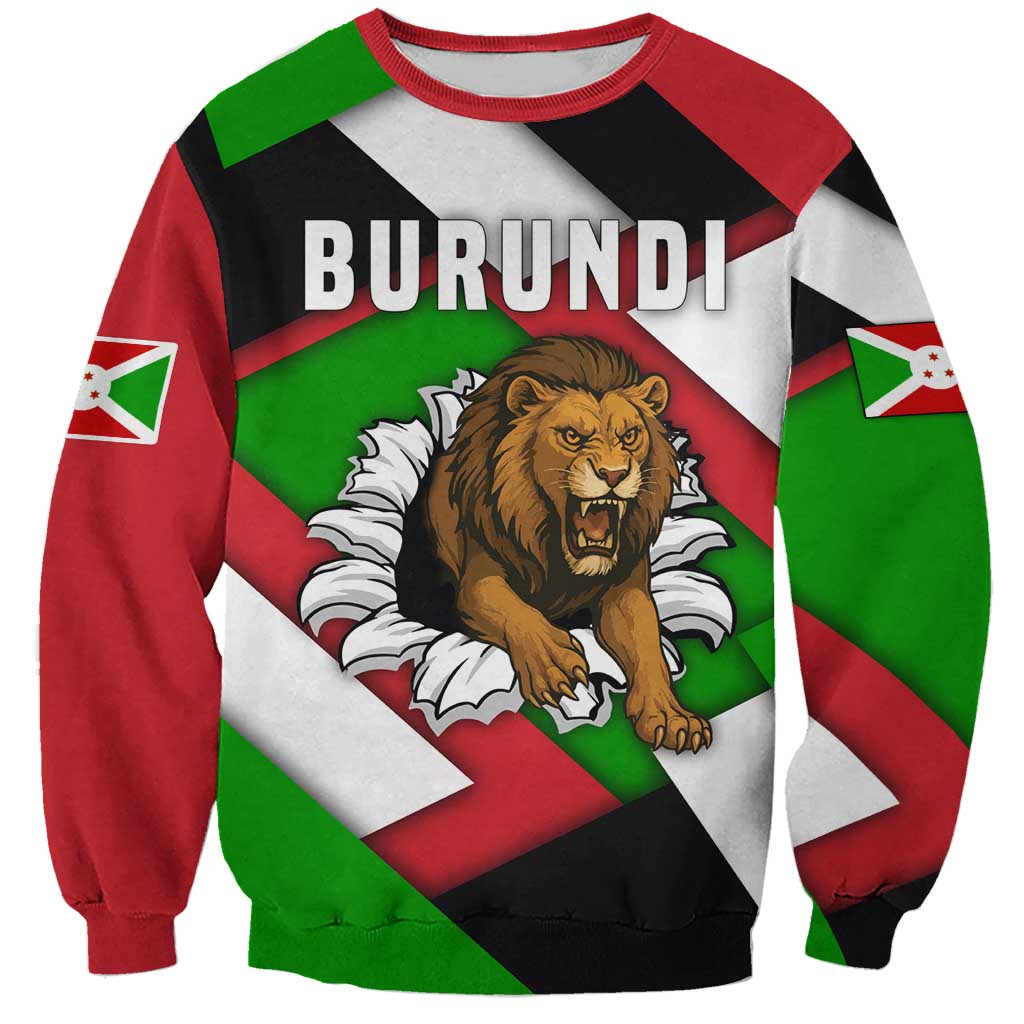 Burundi - Roaring Lion Sweatshirt with National Flag Colors