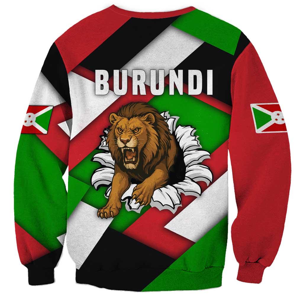 Burundi - Roaring Lion Sweatshirt with National Flag Colors