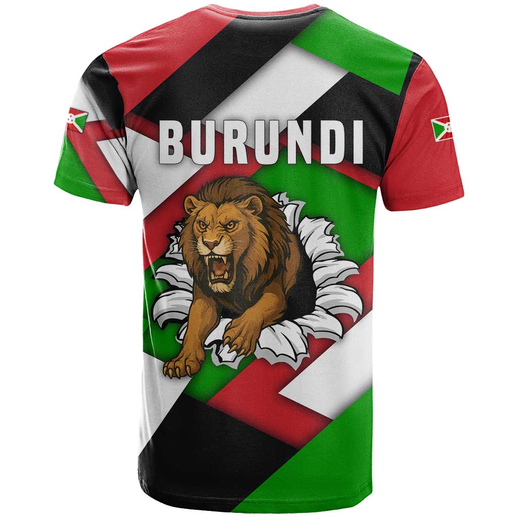 Burundi - Roaring Lion T Shirt with National Flag Colors