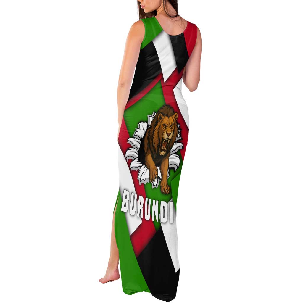 Burundi - Roaring Lion Tank Maxi Dress with National Flag Colors