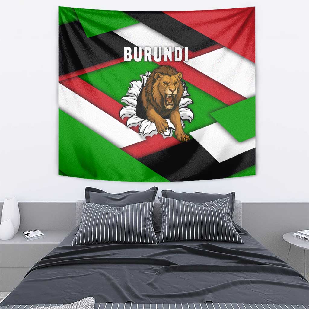Burundi - Roaring Lion Tapestry with National Flag Colors