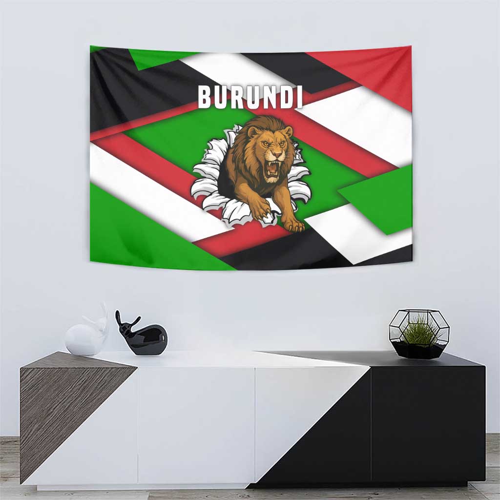Burundi - Roaring Lion Tapestry with National Flag Colors