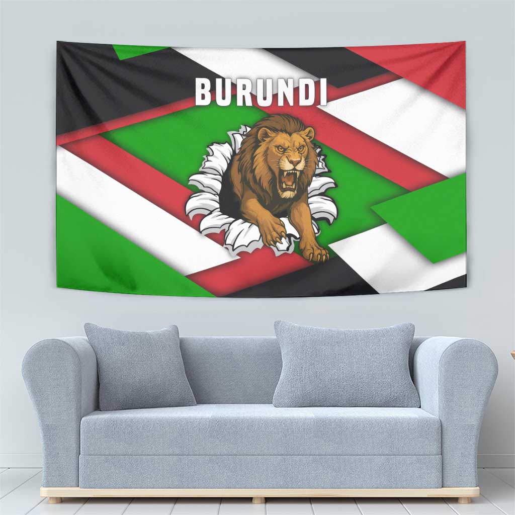 Burundi - Roaring Lion Tapestry with National Flag Colors