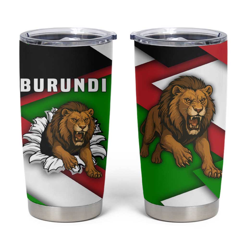 Burundi - Roaring Lion Tumbler Cup with National Flag Colors