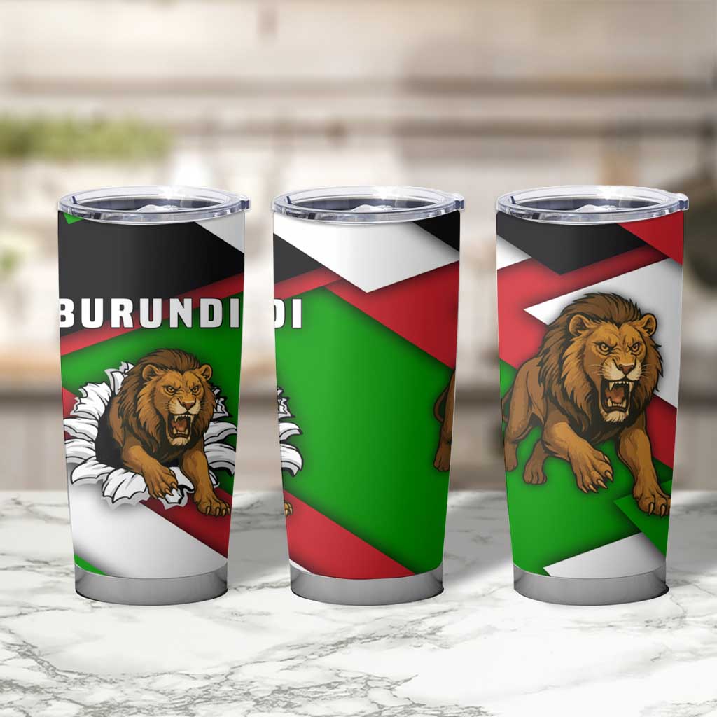 Burundi - Roaring Lion Tumbler Cup with National Flag Colors