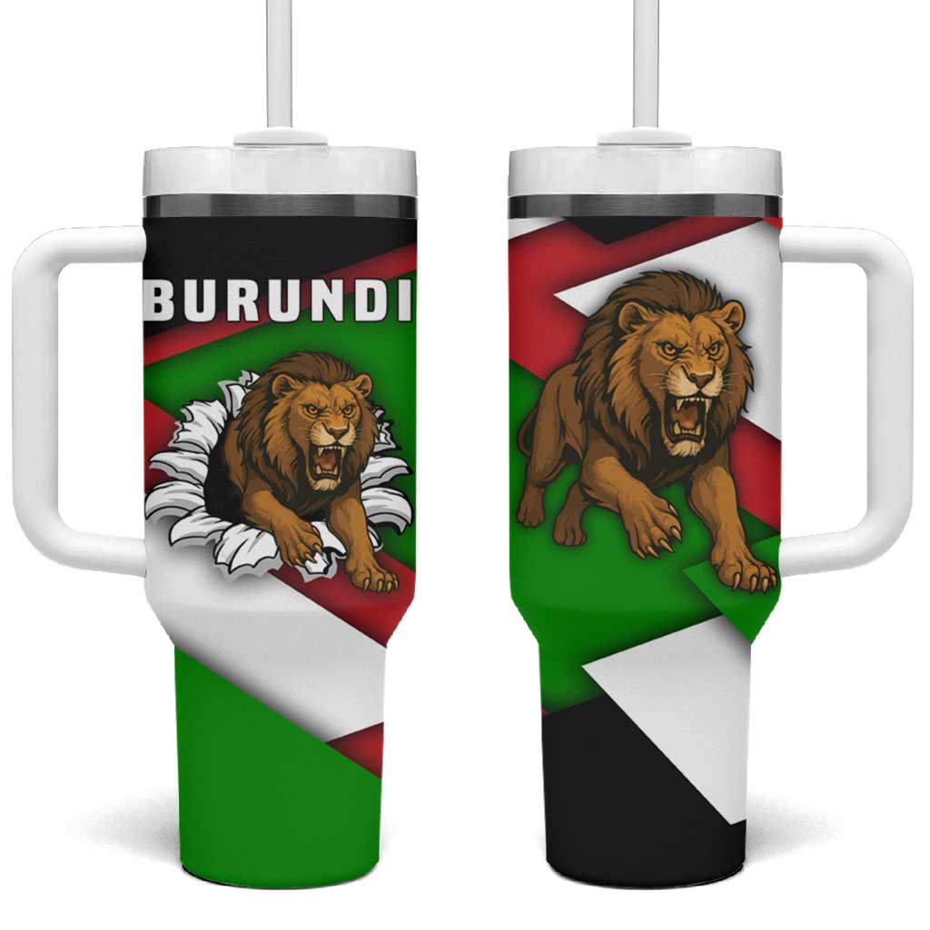 Burundi - Roaring Lion Tumbler With Handle with National Flag Colors