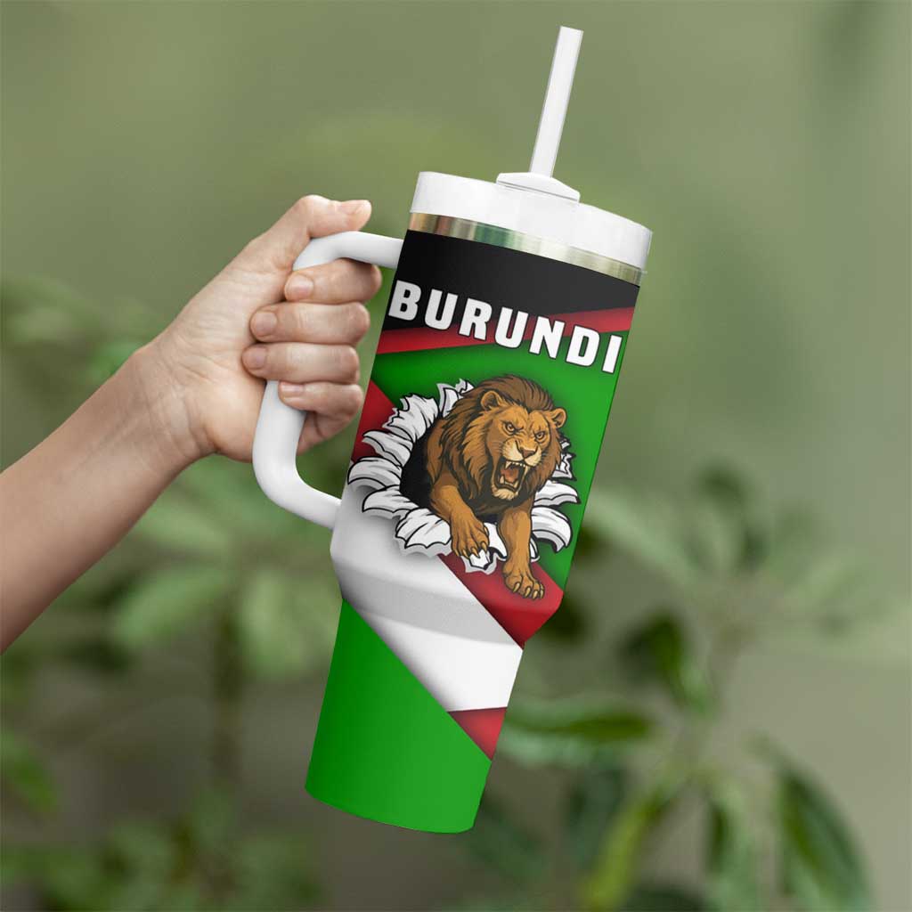 Burundi - Roaring Lion Tumbler With Handle with National Flag Colors