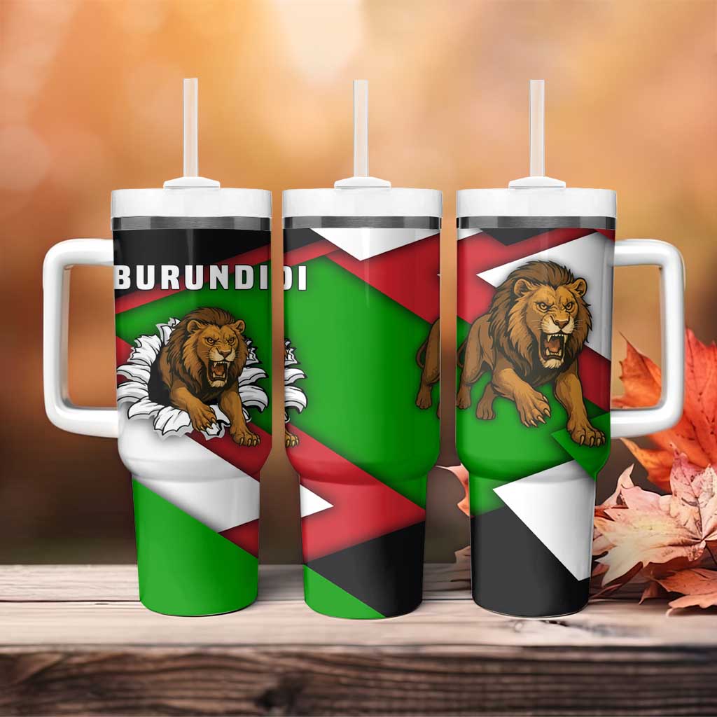 Burundi - Roaring Lion Tumbler With Handle with National Flag Colors