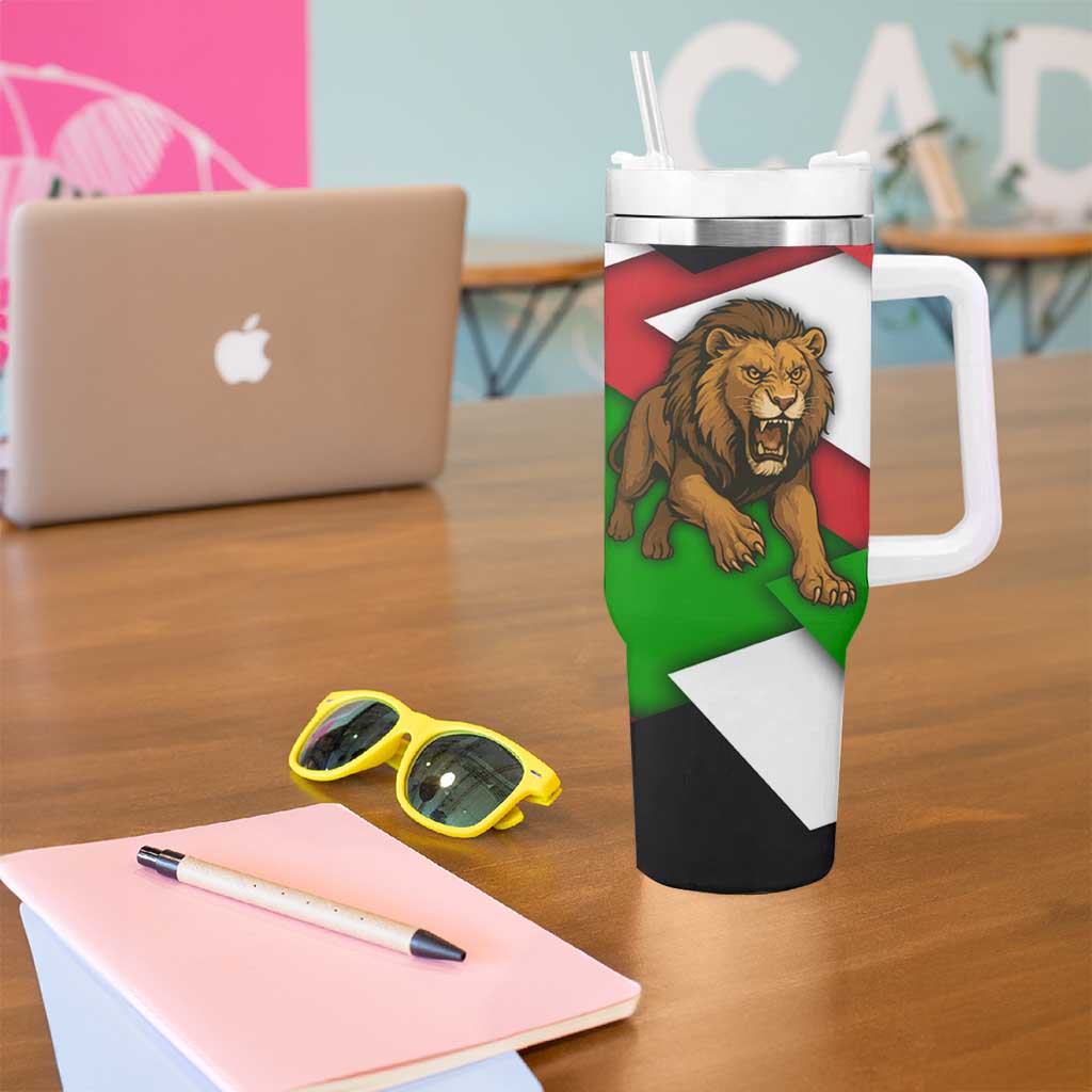 Burundi - Roaring Lion Tumbler With Handle with National Flag Colors