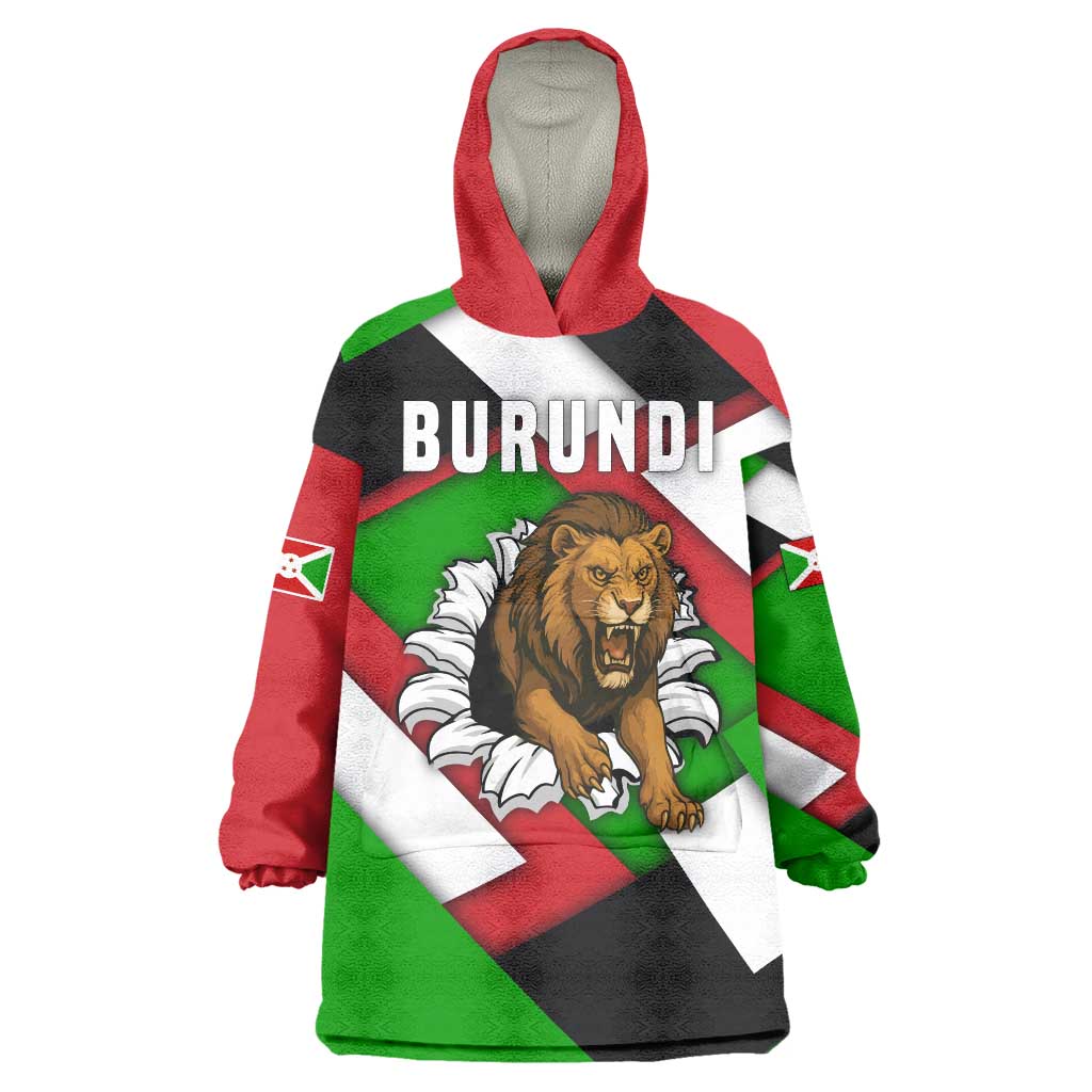 Burundi - Roaring Lion Wearable Blanket Hoodie with National Flag Colors