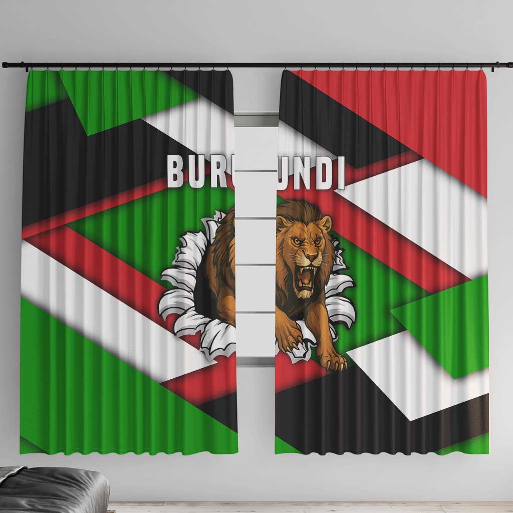 Burundi - Roaring Lion Window Curtain with National Flag Colors