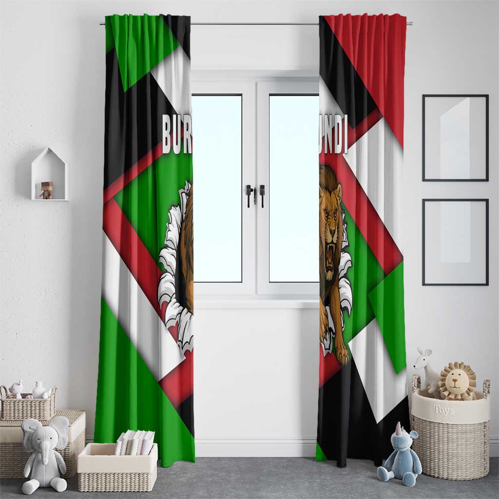Burundi - Roaring Lion Window Curtain with National Flag Colors