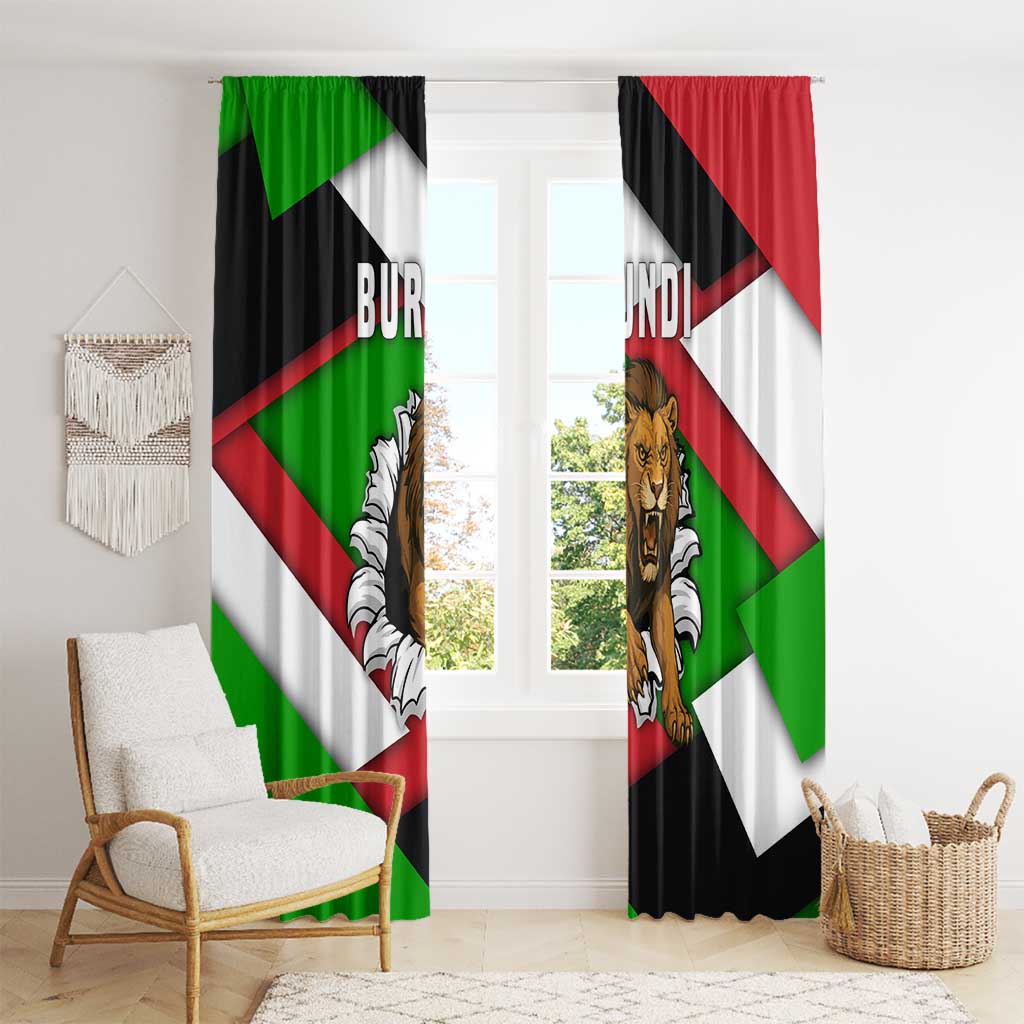 Burundi - Roaring Lion Window Curtain with National Flag Colors