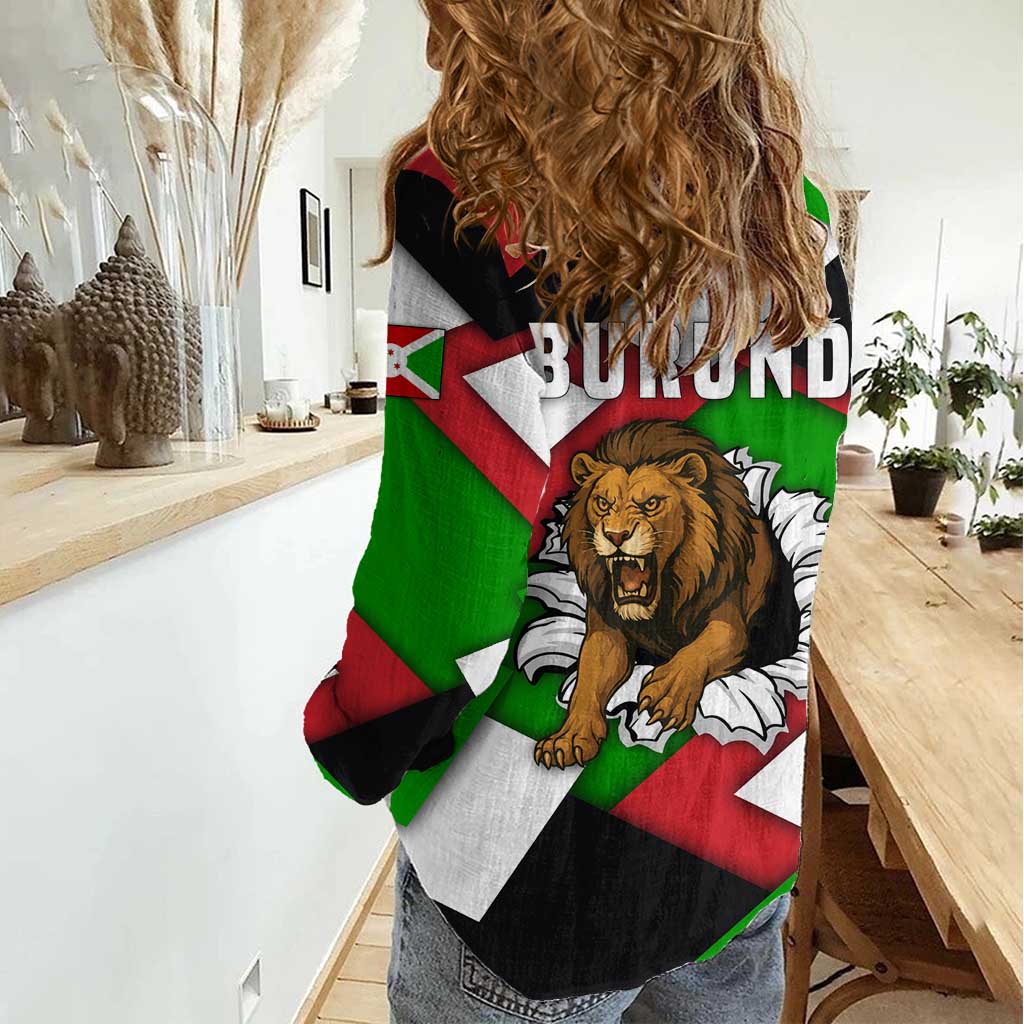 Burundi - Roaring Lion Women Casual Shirt with National Flag Colors