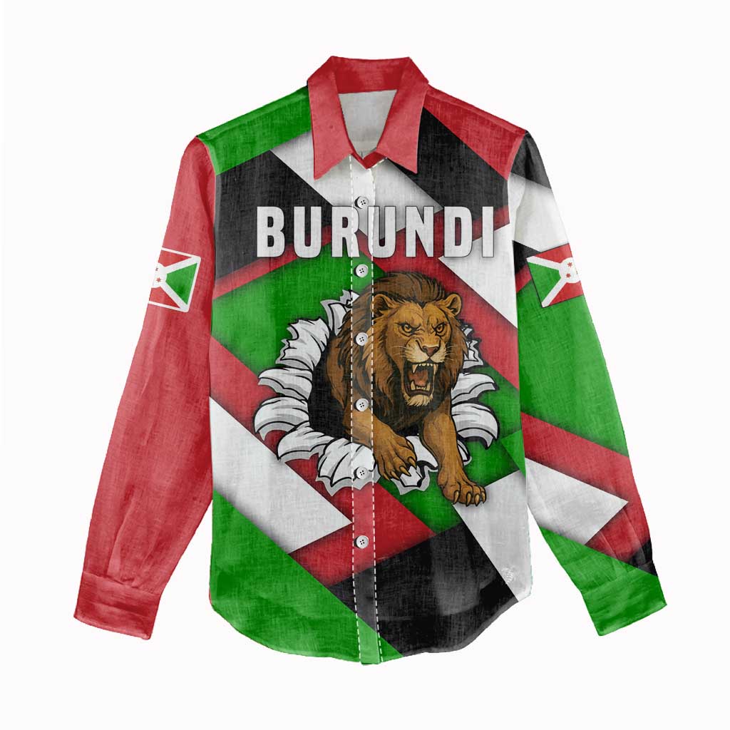 Burundi - Roaring Lion Women Casual Shirt with National Flag Colors