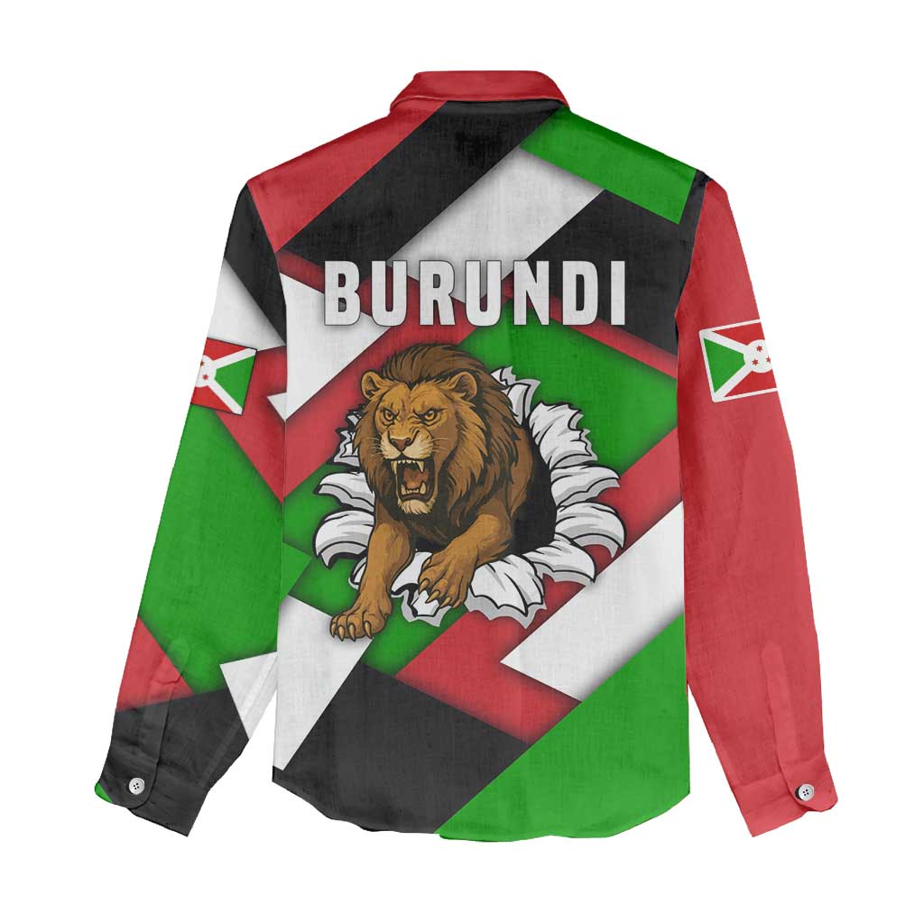 Burundi - Roaring Lion Women Casual Shirt with National Flag Colors