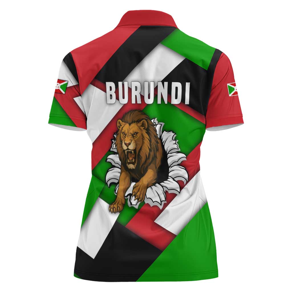 Burundi - Roaring Lion Women Polo Shirt with National Flag Colors