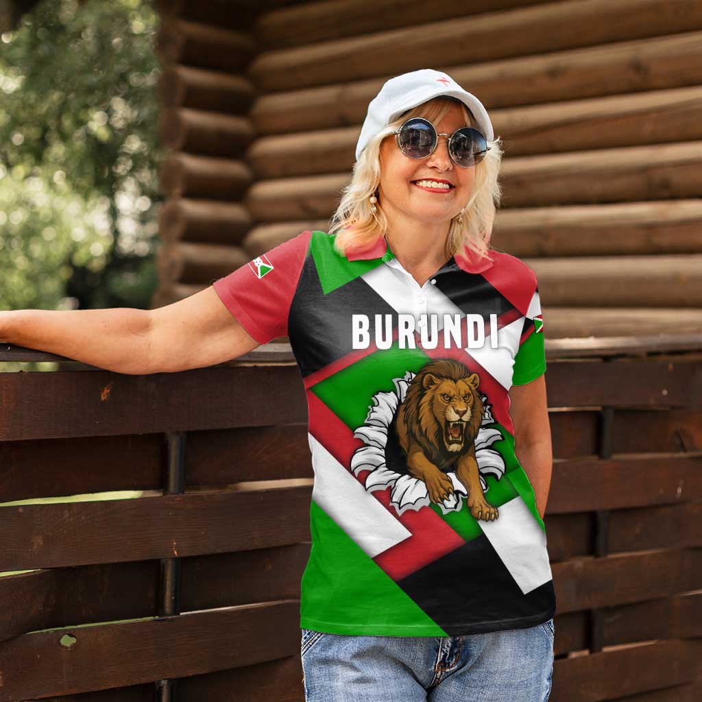 Burundi - Roaring Lion Women Polo Shirt with National Flag Colors