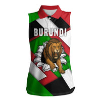 Burundi - Roaring Lion Women Sleeveless Polo Shirt with National Flag Colors