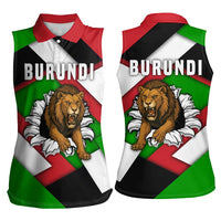 Burundi - Roaring Lion Women Sleeveless Polo Shirt with National Flag Colors