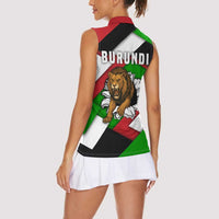 Burundi - Roaring Lion Women Sleeveless Polo Shirt with National Flag Colors
