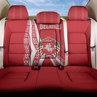 Belarus Back Car Seat Cover with National Emblem and Traditional Pattern Red