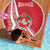 Belarus Beach Blanket with National Emblem and Traditional Pattern Red
