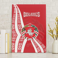 Belarus Canvas Wall Art with National Emblem and Traditional Pattern Red