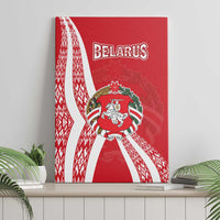Belarus Canvas Wall Art with National Emblem and Traditional Pattern Red