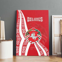 Belarus Canvas Wall Art with National Emblem and Traditional Pattern Red