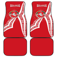 Belarus Car Mats with National Emblem and Traditional Pattern Red