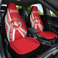 Belarus Car Seat Cover with National Emblem and Traditional Pattern Red