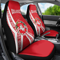 Belarus Car Seat Cover with National Emblem and Traditional Pattern Red