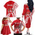 Belarus Family Matching Off The Shoulder Long Sleeve Dress and Hawaiian Shirt with National Emblem and Traditional Pattern Red