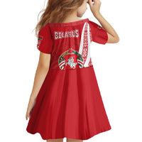 Belarus Family Matching Off Shoulder Maxi Dress and Hawaiian Shirt with National Emblem and Traditional Pattern Red