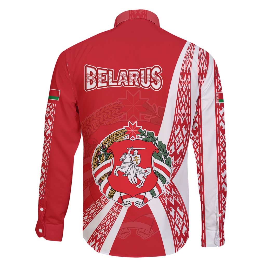 Belarus Family Matching Short Sleeve Bodycon Dress and Hawaiian Shirt with National Emblem and Traditional Pattern Red