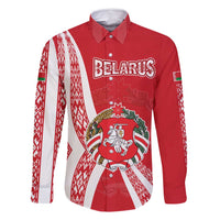 Belarus Family Matching Summer Maxi Dress and Hawaiian Shirt with National Emblem and Traditional Pattern Red