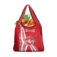 Belarus Grocery Bag with National Emblem and Traditional Pattern Red