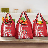 Belarus Grocery Bag with National Emblem and Traditional Pattern Red