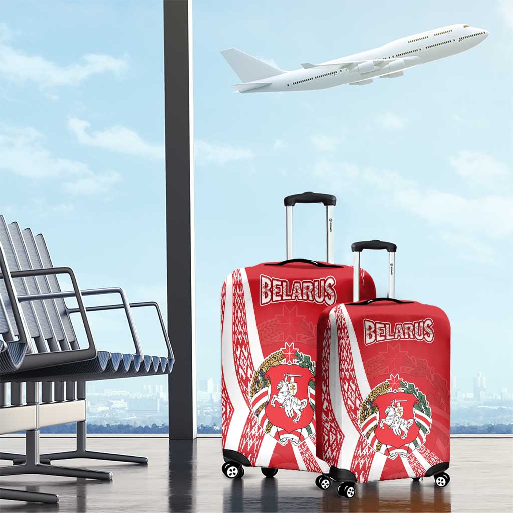 Belarus Luggage Cover with National Emblem and Traditional Pattern Red