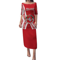 Belarus Puletasi with National Emblem and Traditional Pattern Red